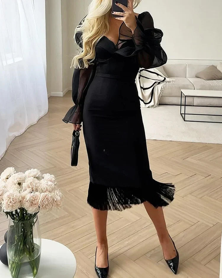 Meike | Elegantes Slim Kleid mit Puffärmeln
