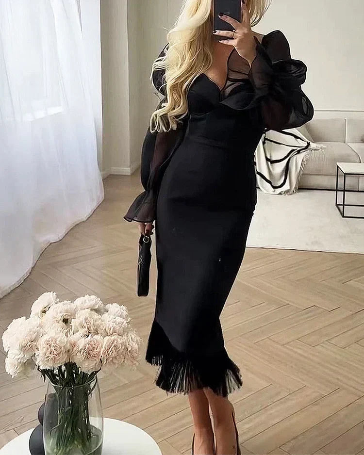 Meike | Elegantes Slim Kleid mit Puffärmeln