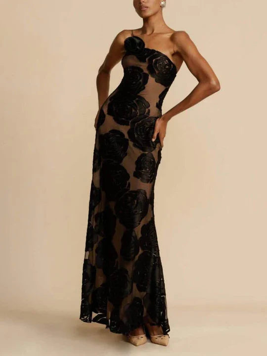 Lucille - Elegantes Langes Rosenkleid