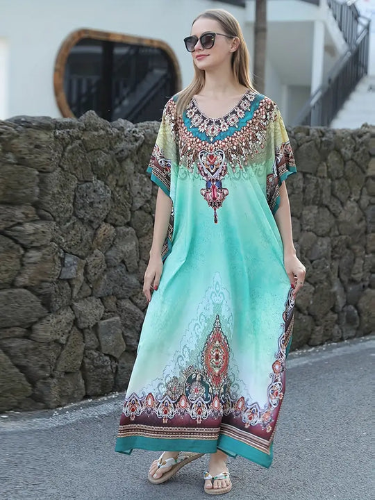 Carla | Ethnisches Boho-Maxikleid mit Fledermausärmeln