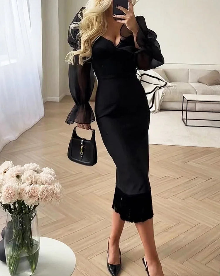 Meike | Elegantes Slim Kleid mit Puffärmeln