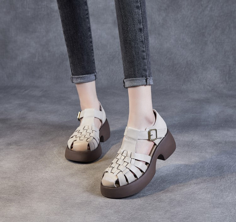 Caree | Damen Grobsohle Gladiator Ledersandalen