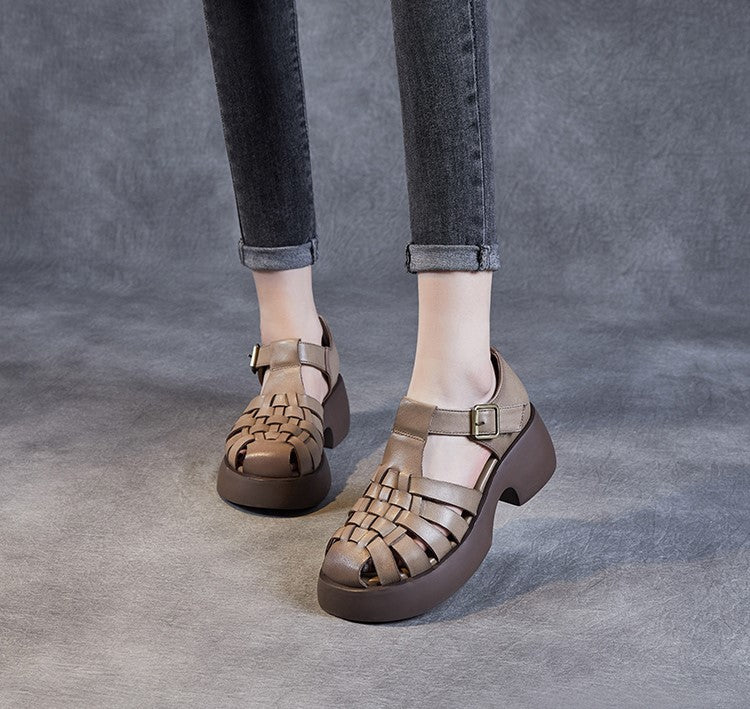 Caree | Damen Grobsohle Gladiator Ledersandalen