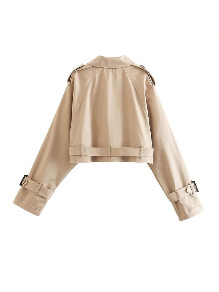 Emily - Schicker Gekürzter Beiger Winter Trenchcoat für Damen