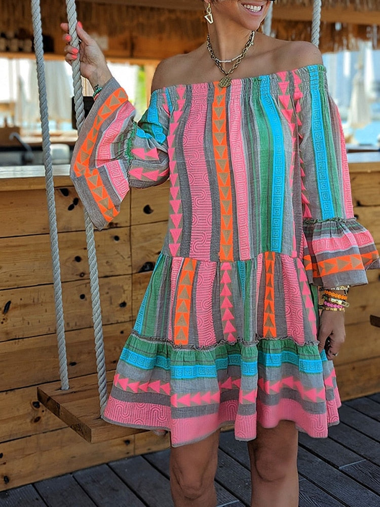 Boho Off-Shoulder Kleid