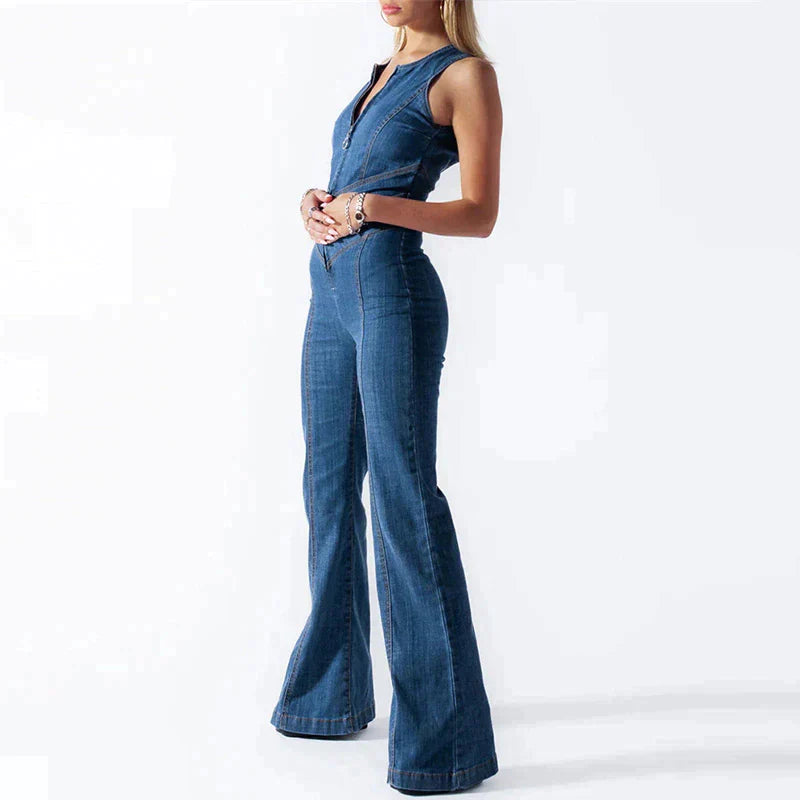 Channy | Bodycon-Jumpsuit aus Denim mit offenem Rücken