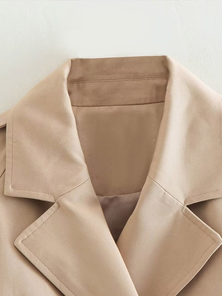 Emily - Schicker Gekürzter Beiger Winter Trenchcoat für Damen
