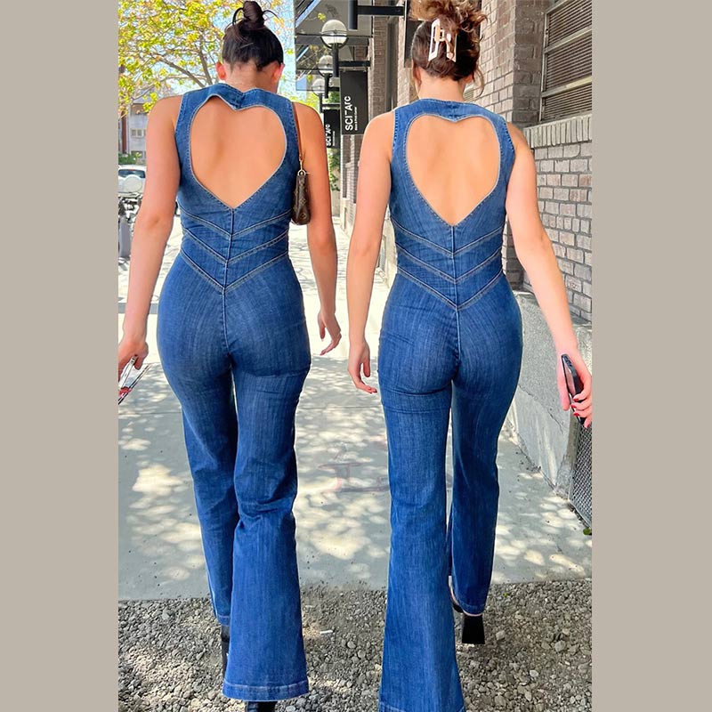 Channy | Bodycon-Jumpsuit aus Denim mit offenem Rücken