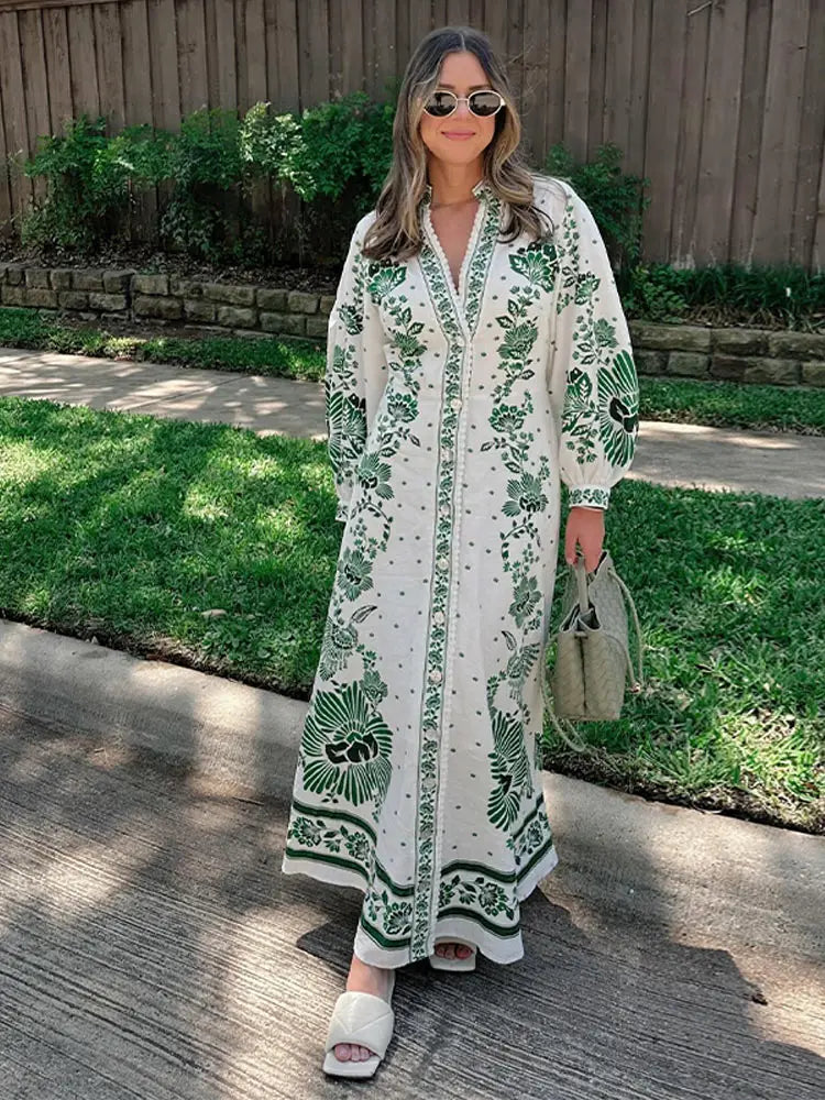Kasendra | Bohème-Maxikleid mit Blumendruck