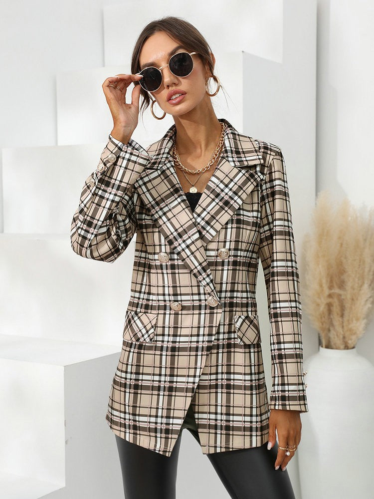 Brauner karierter Blazer