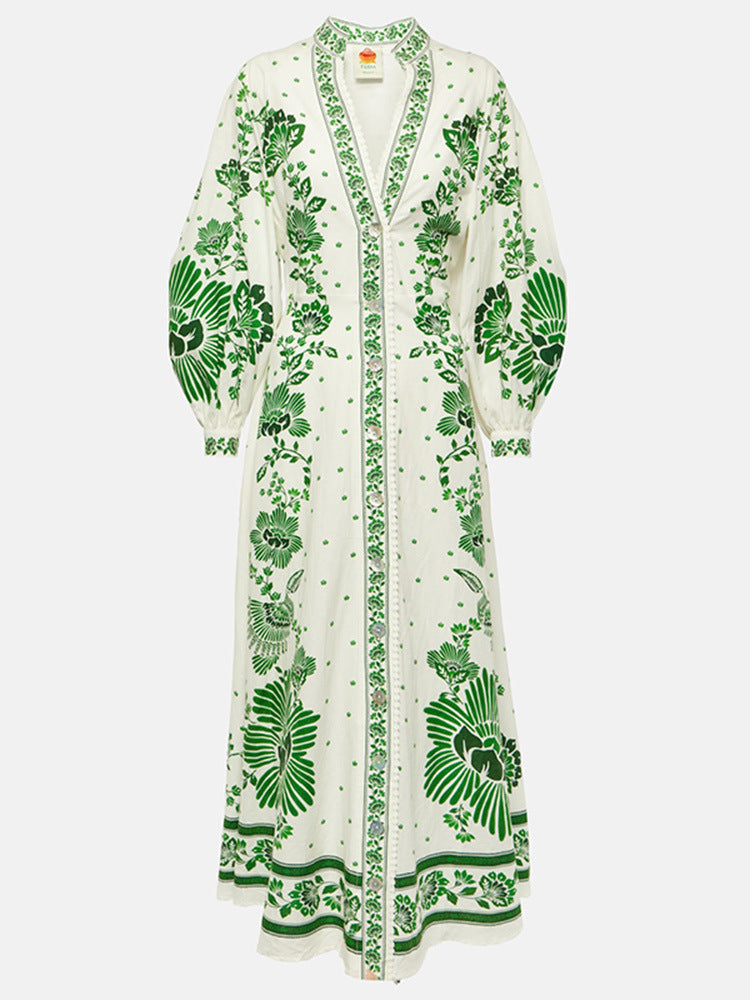 Kasendra | Bohème-Maxikleid mit Blumendruck