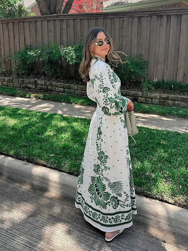 Kasendra | Bohème-Maxikleid mit Blumendruck
