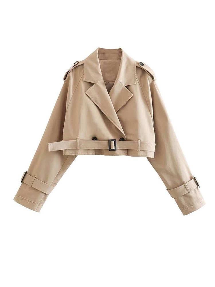 Emily - Schicker Gekürzter Beiger Winter Trenchcoat für Damen