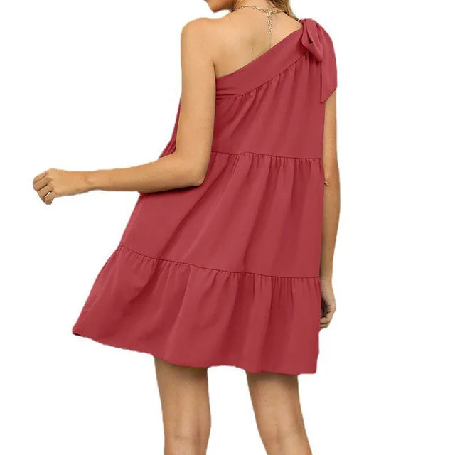 Lillian | Lässiges ein-Schulter-Minikleid