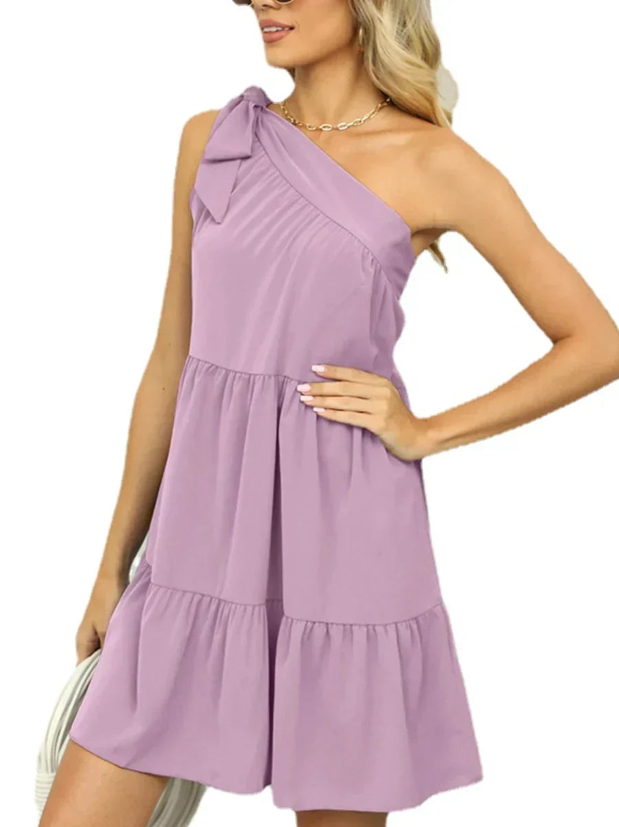 Lillian | Lässiges ein-Schulter-Minikleid