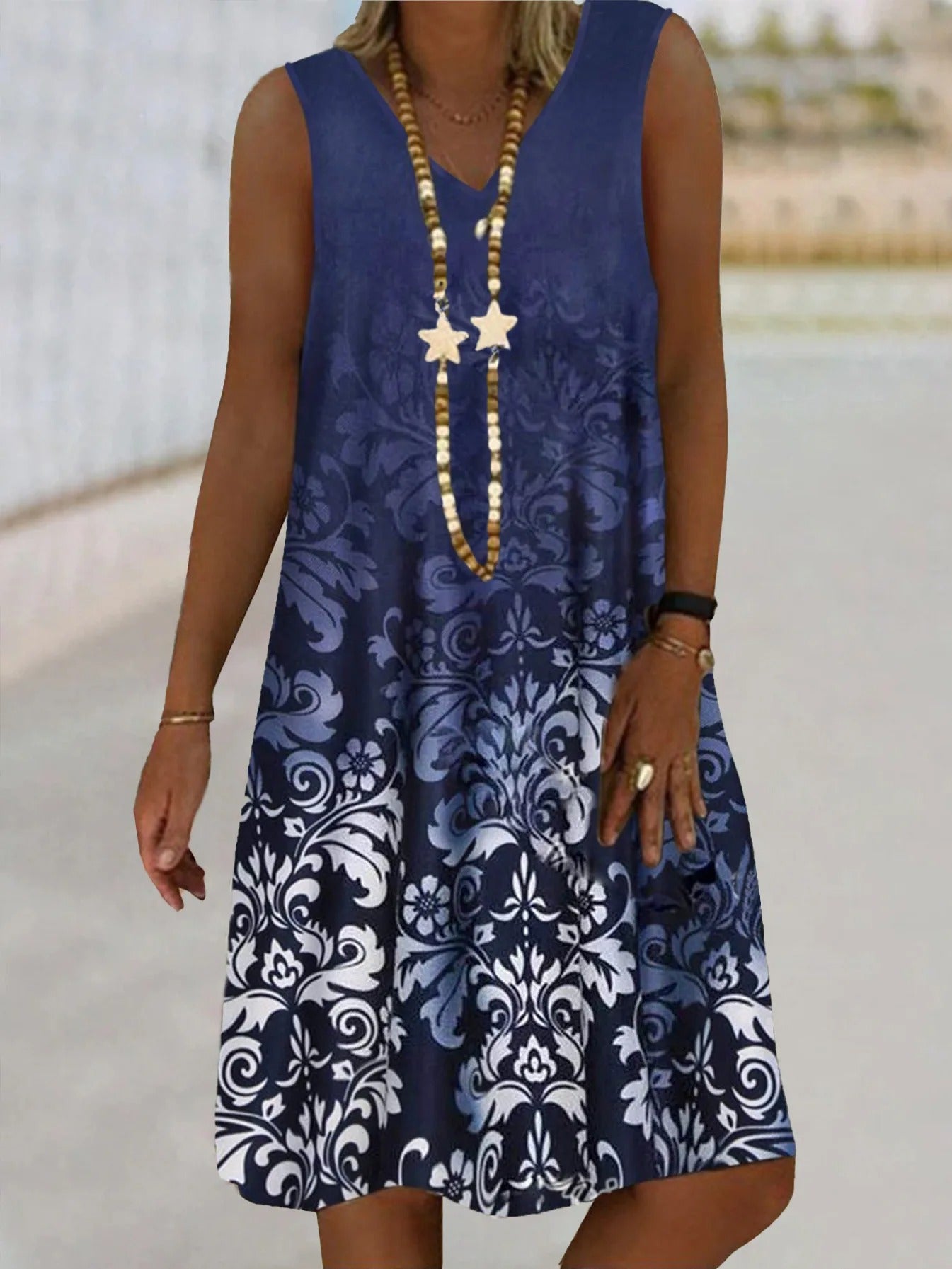 Vienna | Bedrucktes ärmelloses Sommerkleid