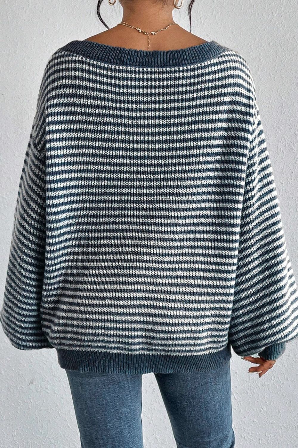 Nova - Lässiger Herbstpullover Blau mit Streifen für Damen