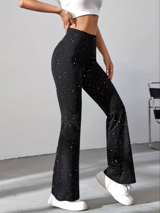 Ausgestellte Hose aus Glitzerstoff