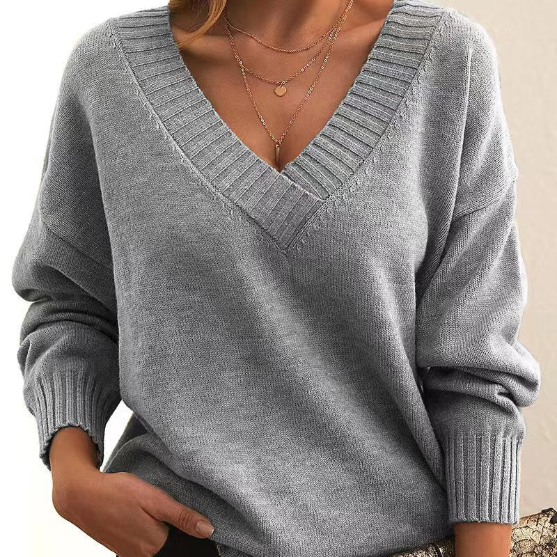 Eleganter Pullover mit V-Ausschnitt für Frauen