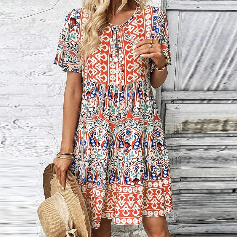 Alena | Sommerkleid mit Boho-Print