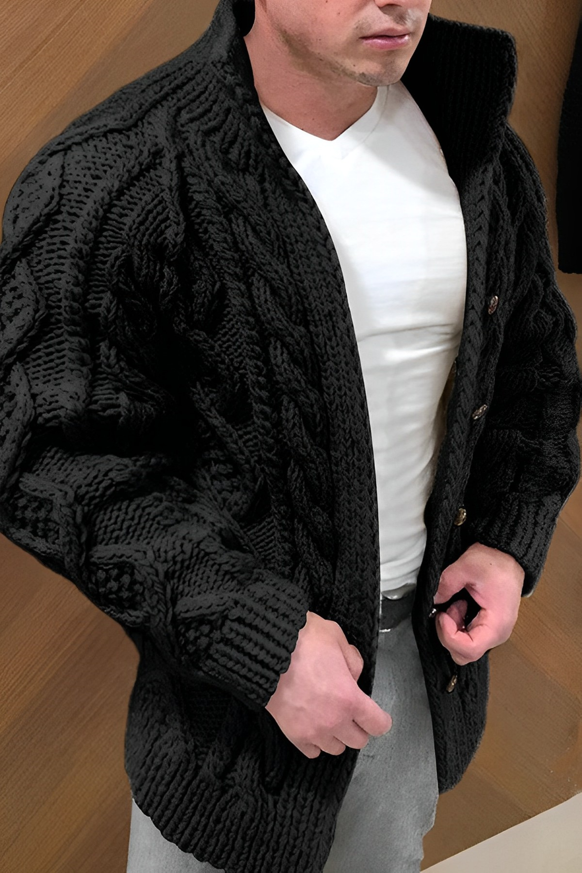 Adam | Warme Strickjacke mit Zopfmuster