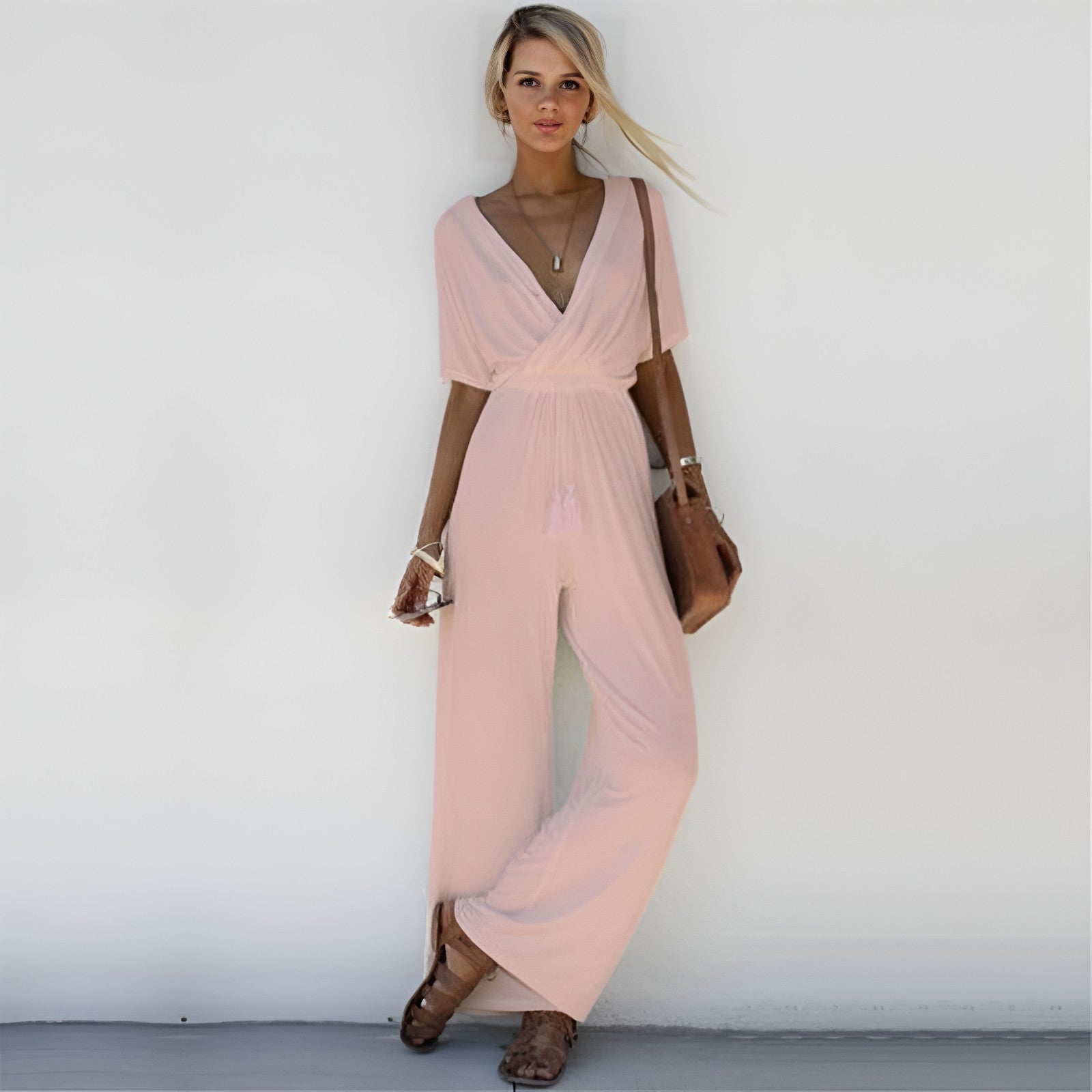 Jolijn Boho Jumpsuit Tiefer V-Ausschnitt