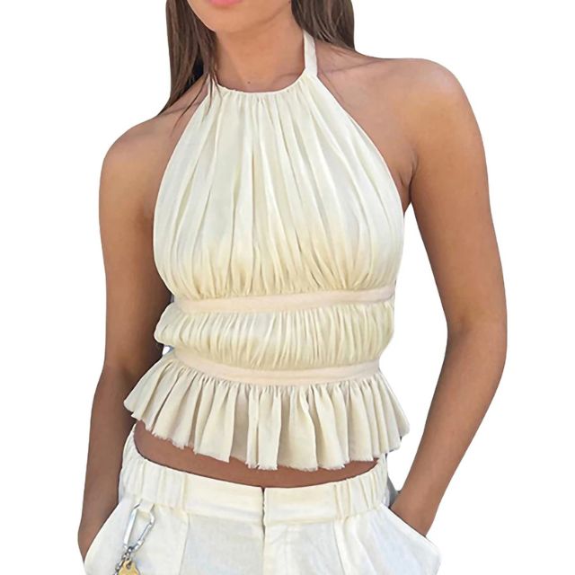 Elise | Gerafftes Halter-Crop-Top