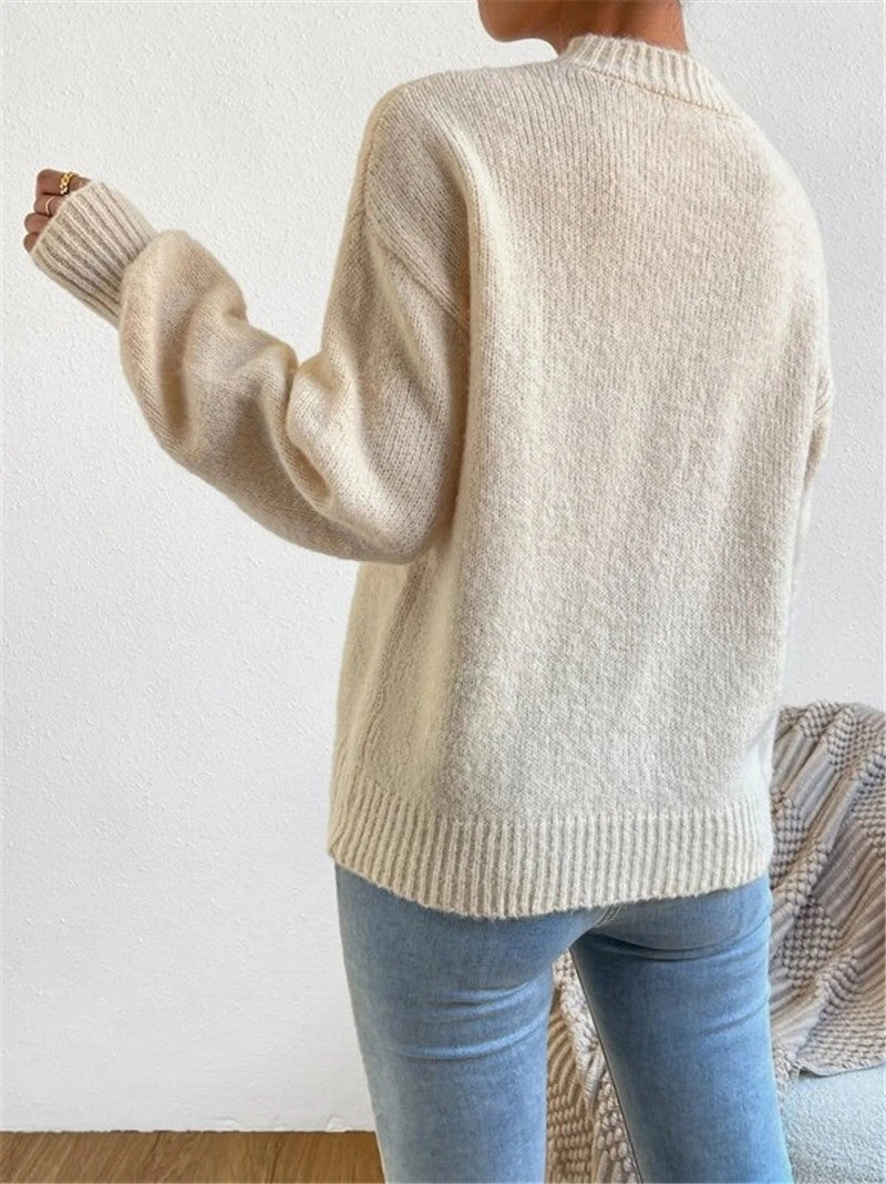 Rhea - Schicker Herbst-Pullover mit langen Ärmeln und Stehkragen für Damen