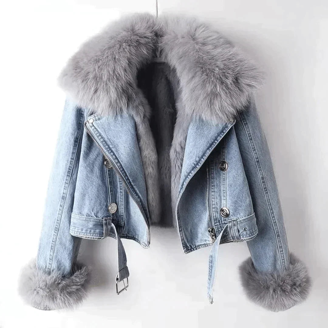 Eliza - Elegance Denim & Pelz Jacke