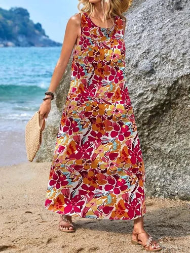 Doris - Bohemian Print Ärmelloses Freizeitkleid