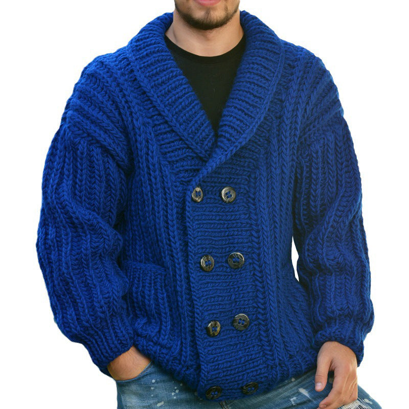 Zweireihige langärmelige Strickjacke für Männer