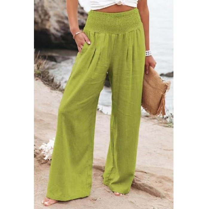 Nora | Casual Hose mit weitem Bein aus Baumwolle und Leinen