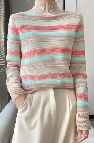 Lisa - Halbhoher Strickpullover mit Kragen