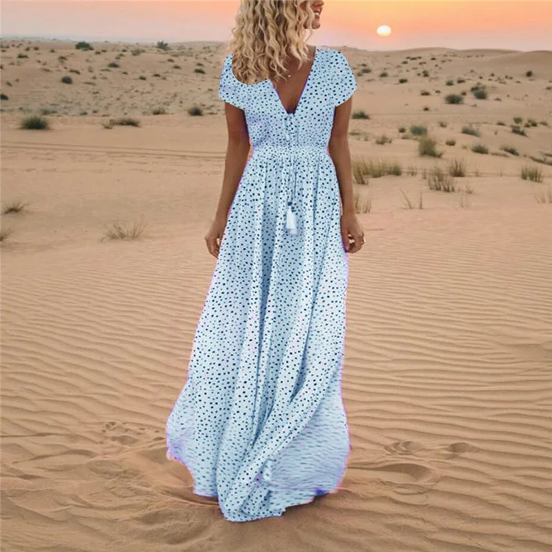 Everlyn - Polka Dot Bohemian Freizeitkleid