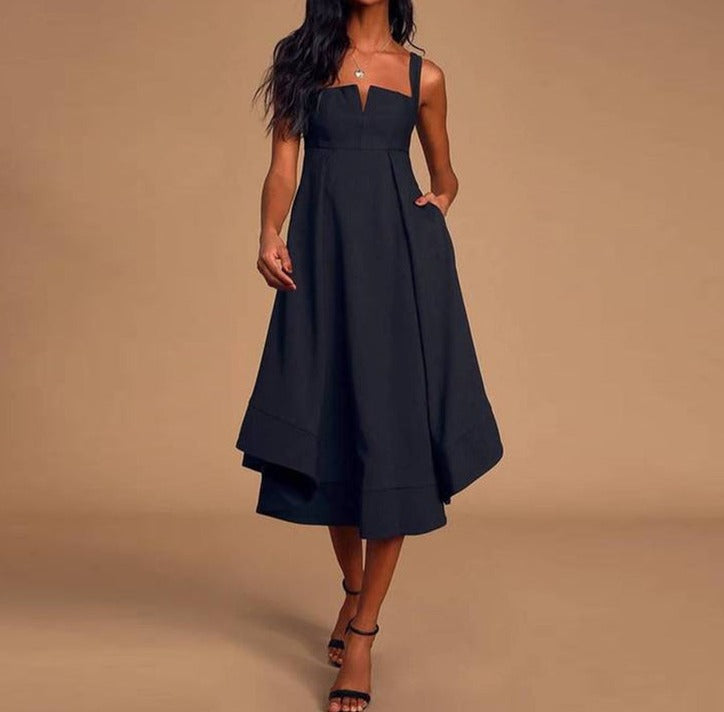 SpringStil - Schickes Midikleid mit Empire-Taille und Riemen