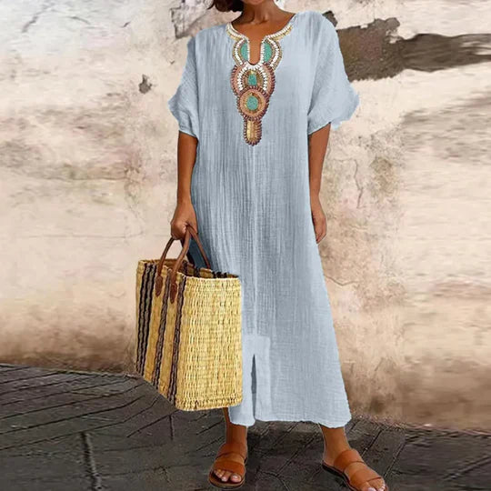 Esther - Bohemian Kleid Aus Baumwolle Und Leinen