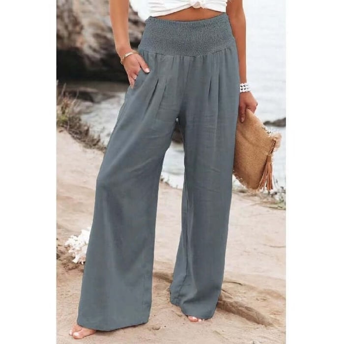 Nora | Casual Hose mit weitem Bein aus Baumwolle und Leinen