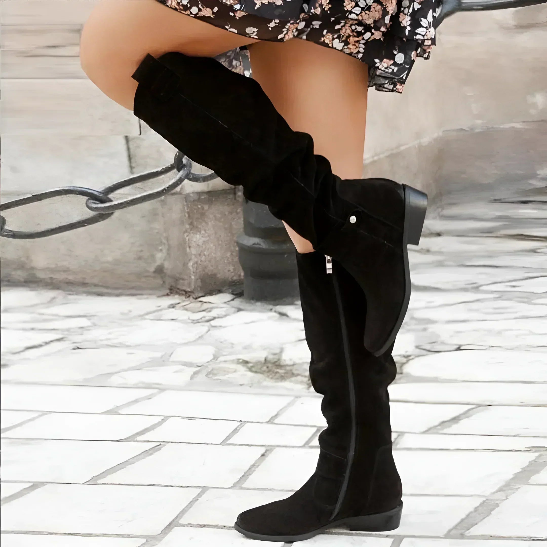 Lina | Stilvolle Overknee-Stiefel mit flachem Absatz