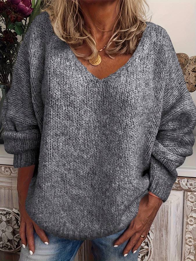 Oversized Pullover mit V-Ausschnitt