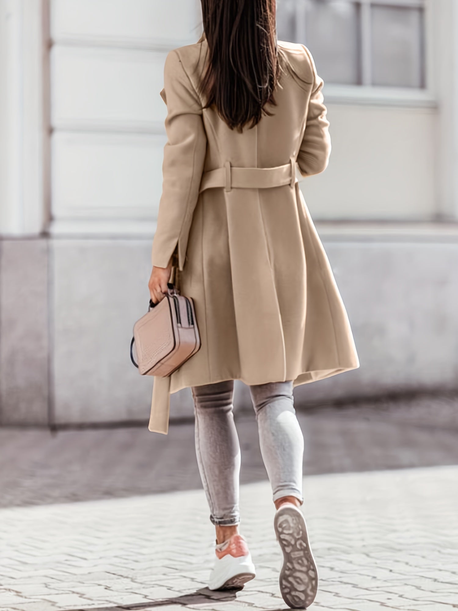 Nora - Stilvolle Casual Khaki Trenchcoat mit Knopfleiste für den Herbst für Damen