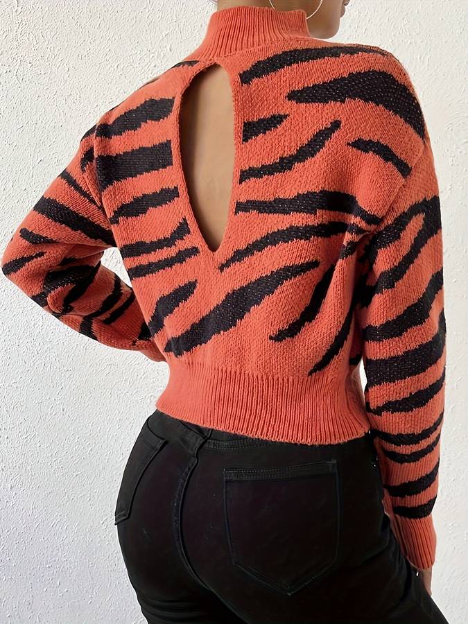 Rollkragenpullover mit Zebrastreifen