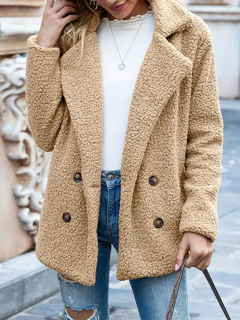 Naomi - Stilvolle Khaki Thermische Winterjacke mit Revers für Damen