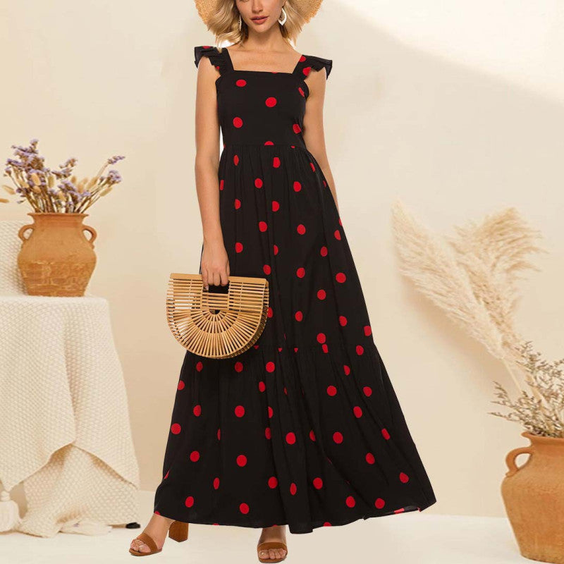 Sophie | Dots Maxikleid mit ärmellosem Design in großen Größen