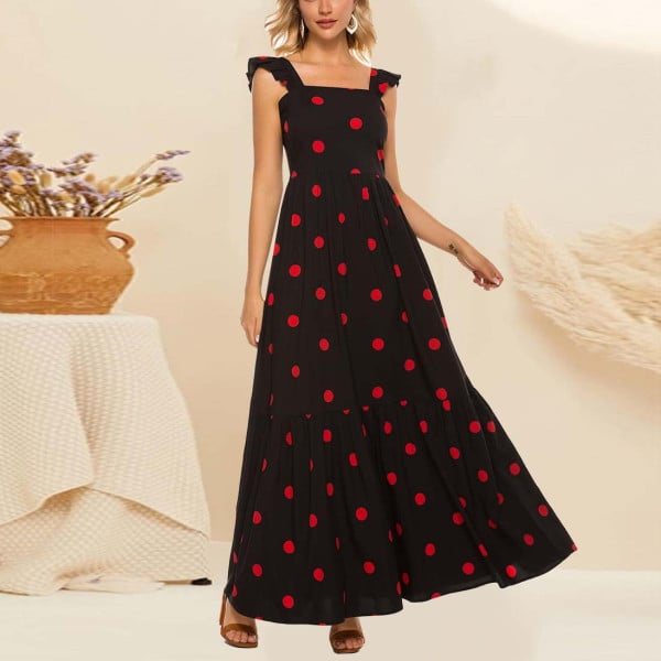 Sophie | Dots Maxikleid mit ärmellosem Design in großen Größen