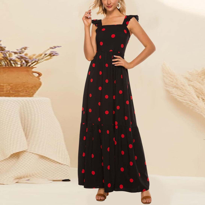 Sophie | Dots Maxikleid mit ärmellosem Design in großen Größen