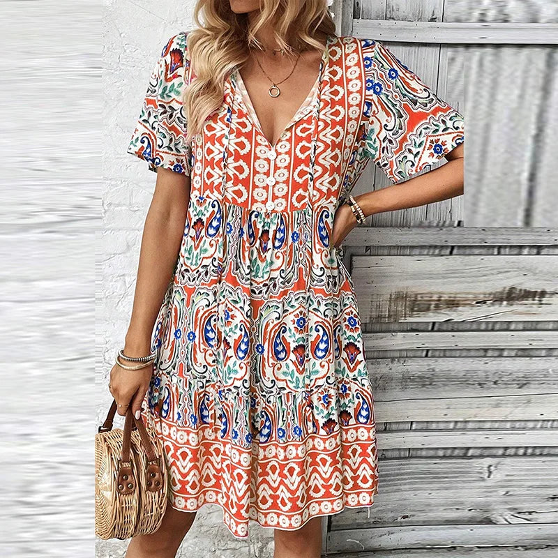 Alena | Sommerkleid mit Boho-Print