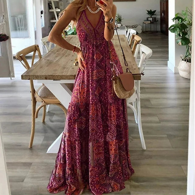 Harriet - Boho Print Schlupf-Maxikleid