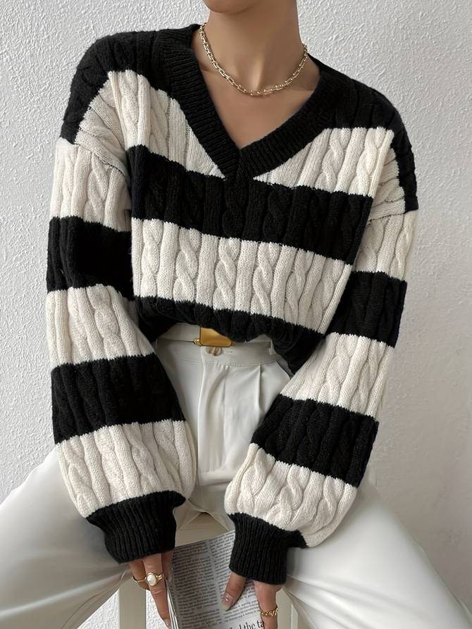 Warmer gestreifter Pullover