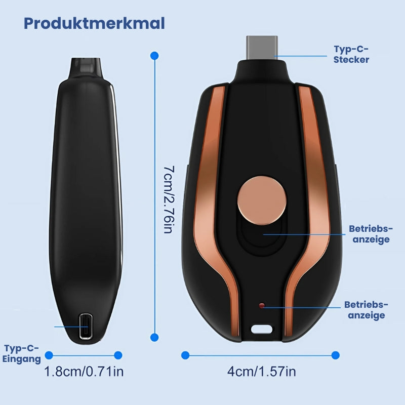 1500mAh Typ-C Mini-Schlüsselanhänger-Ladegerät