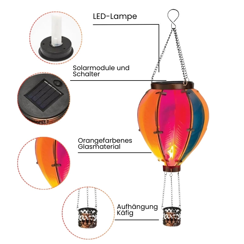 Solarlaterne Heißluftballon mit Flammeneffekt